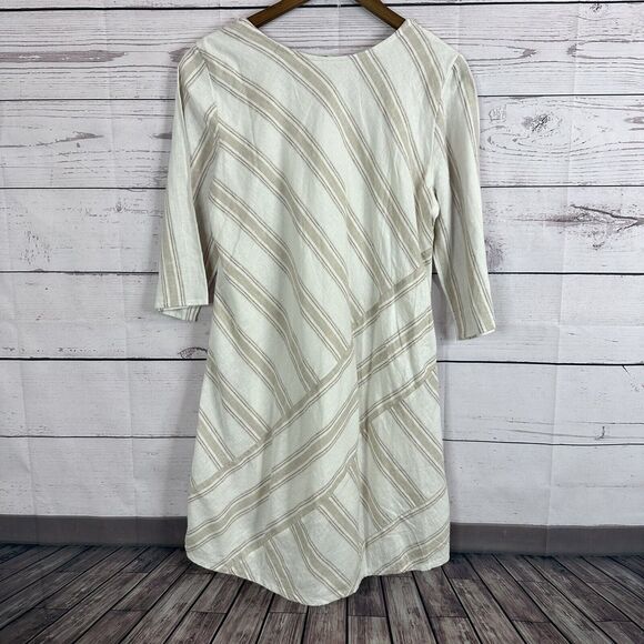Soft Surroundings Dress Womens Medium Petite Ivory Equinox Linen Beach Neutral - Picture 5 of 15